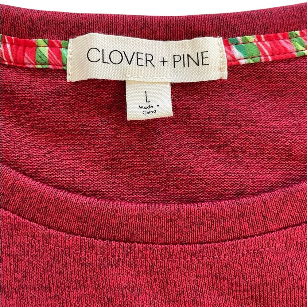 Clover + Pine Red 3/4 Sleeve Red with Truck Design Size L - Picture 3 of 5